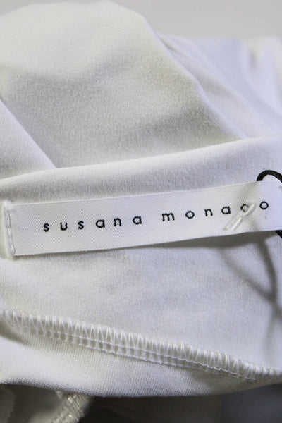 Susana Monaco Womens V-Neck Sleeveless A-Line Pullover Midi Dress White Size M