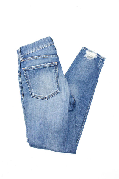 Moussy Womens Mid Rise Medium Wash Denim Distressed Skinny Jeans Blue Size 24