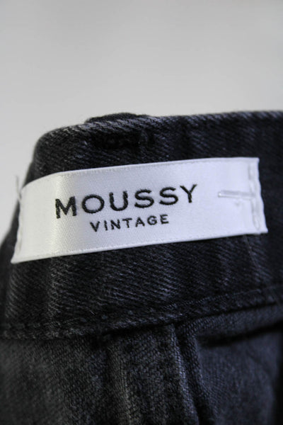 Moussy Vintage Womens Distressed Mid Rise Slim Fit Skinny Jeans Black Size 24