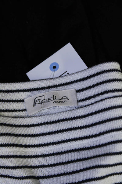Farella Capri Womens 3/4 Sleeve Striped Knit Top White Black Cotton One Size