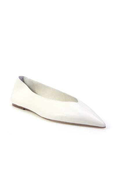 Tony Bianco Womens Leather Darted Pointed Toe Slip-On Flats White Size 10