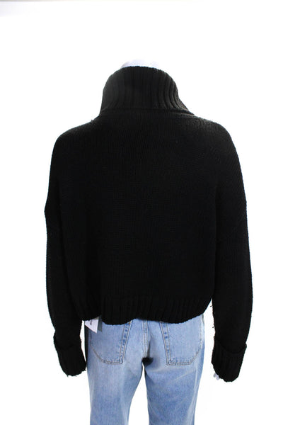 L'Academie Womens Long Sleeves Turtleneck Pullover Sweater Black Size Medium