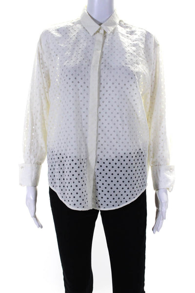 IRO Womens Button Down Alesie Shirt White Cotton Blend Size EUR 36