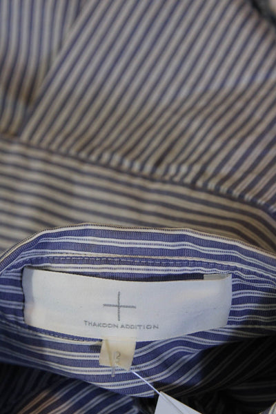Thakoon Addition Womens Cotton Striped Long Sleeve Button Up Blouse Blue Size 2