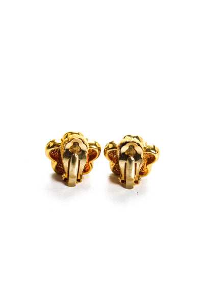 Designer Womens Vintage Gold Tone Dangle Stud Clip On Earrings Lot 3