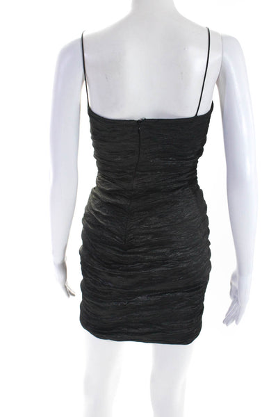 Nicole Miller Collection Womens Ruched Zipped Mini Bodycon Dress Black Size 2