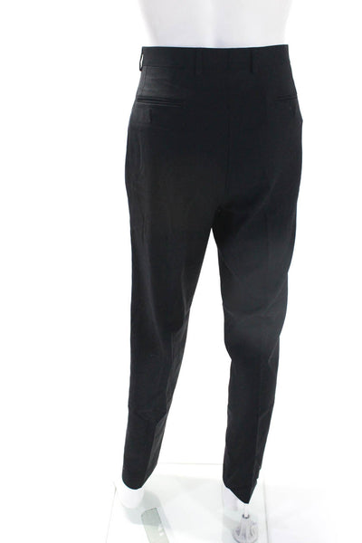 Michael Kors Mens Black Wool Pleated Straight Leg Dress Pants Size 34