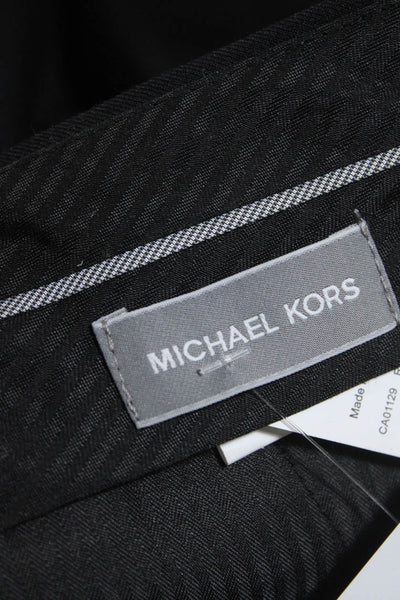 Michael Kors Mens Black Wool Pleated Straight Leg Dress Pants Size 34
