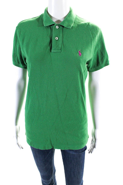 Ralph Lauren Blue Label Womens Short Sleeve Classic Fit Polo Shirt Green Medium