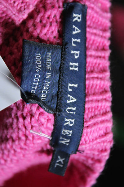 Ralph Lauren Blue Label Womens Crew Neck Sweater Raspberry Pink Cotton Size XL