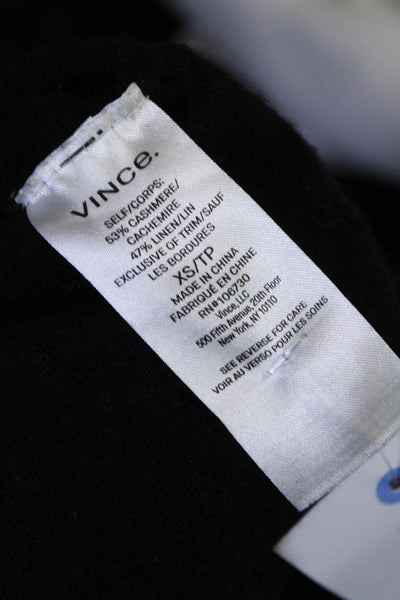Vince Womens Cashmere Crew Neck Short Sleeves Sweater Black Size Extra Small