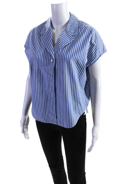 Bellerose Womens Striped Button Down Shirt Blue White Cotton Size 0