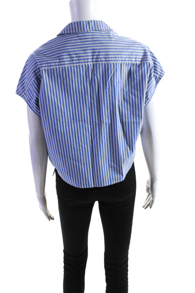 Bellerose Womens Striped Button Down Shirt Blue White Cotton Size 0