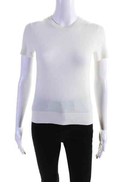 Theory Womens Short Sleeves Crew Neck Pullover Sweater White Size Small