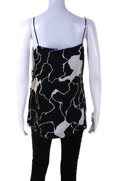 Yigal Azrouel Womens Abstract Print Spaghetti Strap Tank Top White Black Size 2