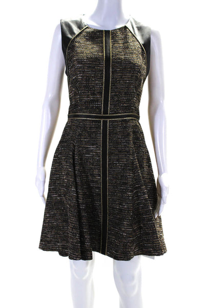 J. Mendel Womens Tweed Sleeveless A Line Dress Brown Black Cotton Size 6