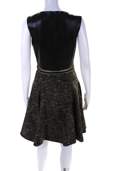 J. Mendel Womens Tweed Sleeveless A Line Dress Brown Black Cotton Size 6