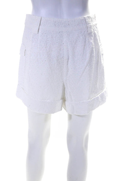 10 Crosby Derek Lam Womens Floral Eyelet Shorts White Cotton Size 6