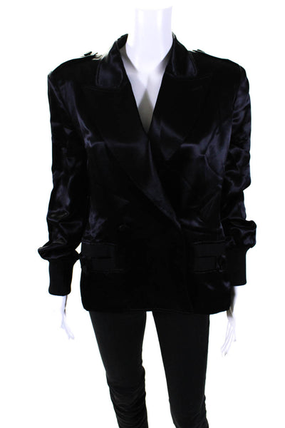 Tom Ford Womens Peak Collar Double Breasted Long Sleeve Blazer Jacket Size 44