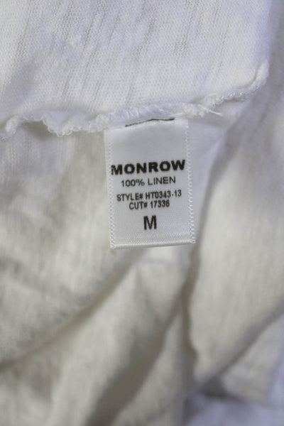 Monrow Womens Montauk Short Sleeve Graphic Top Tee Shirt White Linen Size Medium