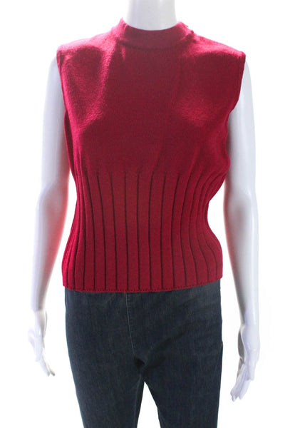 St. John Sport By Marie Gray Womens Red High Neck Sleeveless Sweater Top Size M