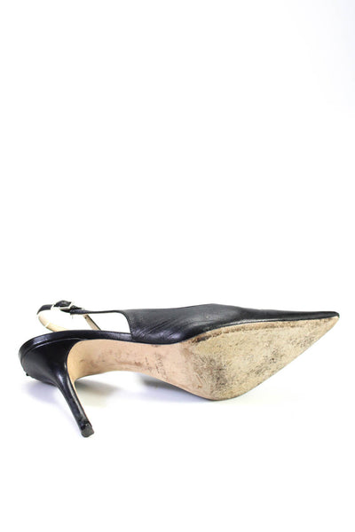 Jimmy Choo Womens Stiletto Pointed Slingback Pumps Black Leather Size 36