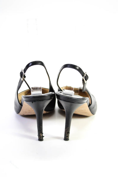Jimmy Choo Womens Stiletto Pointed Toe Slingback Pumps Black Leather 36.5