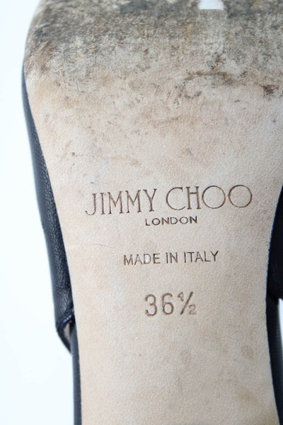 Jimmy Choo Womens Stiletto Pointed Toe Slingback Pumps Black Leather 36.5