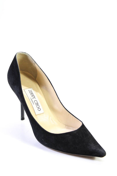 Jimmy Choo Womens Slip On Stiletto Pointed Toe Suede Pumps Black Size 36.5