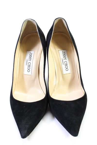 Jimmy Choo Womens Slip On Stiletto Pointed Toe Suede Pumps Black Size 36.5