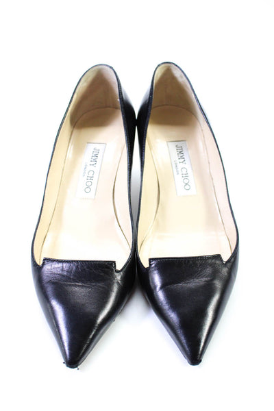 Jimmy Choo Womens Slip On Stiletto Pointed Toe Pumps Black Leather Size 36.5