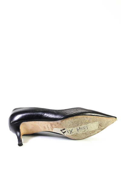 Jimmy Choo Womens Slip On Stiletto Pointed Toe Pumps Black Leather Size 36.5