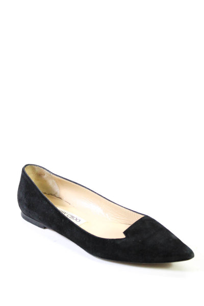 Jimmy Choo Womens Slip On Pointed Toe Ballet Flats Black Suede Size 36.5