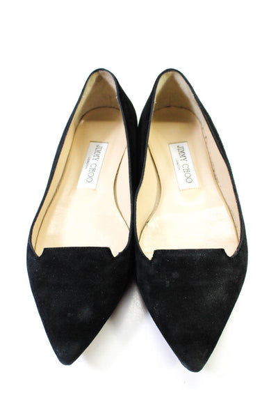 Jimmy Choo Womens Slip On Pointed Toe Ballet Flats Black Suede Size 36.5