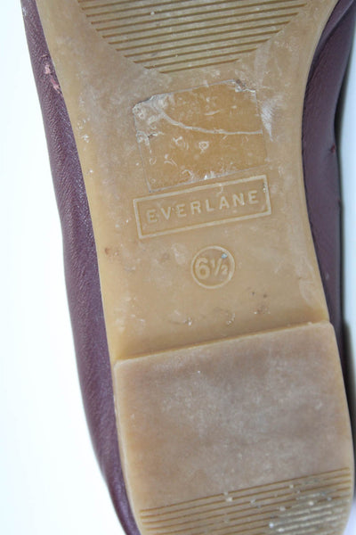 Everlane Womens Slip On Round Toe Ballet Flats Dark Red Leather Size 6.5