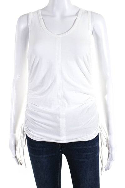 Majestic Filatures Womens Stretch Cotton Ruched Scoop Neck Tank Top White Size 3