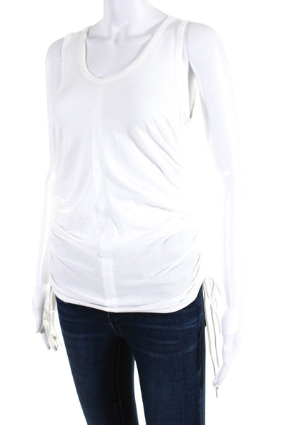 Majestic Filatures Womens Stretch Cotton Ruched Scoop Neck Tank Top White Size 3