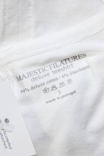 Majestic Filatures Womens Stretch Cotton Ruched Scoop Neck Tank Top White Size 3