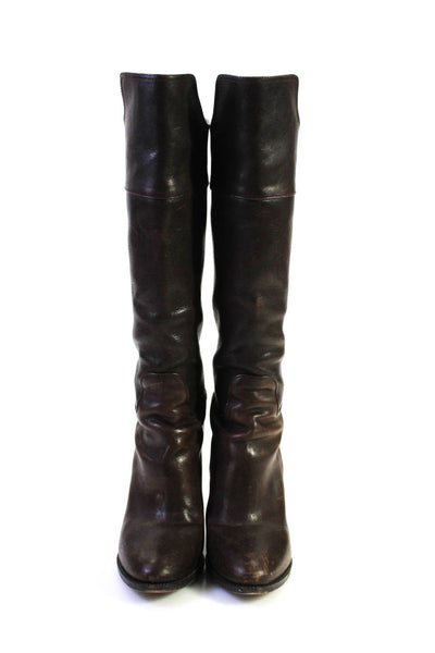 Ralph Lauren Collection Womens Brown Leather Heels Knee High Boots Size 9.5B