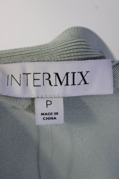 Intermix Womens V Neck Button Down Cardigan Sweater Green Size Petite