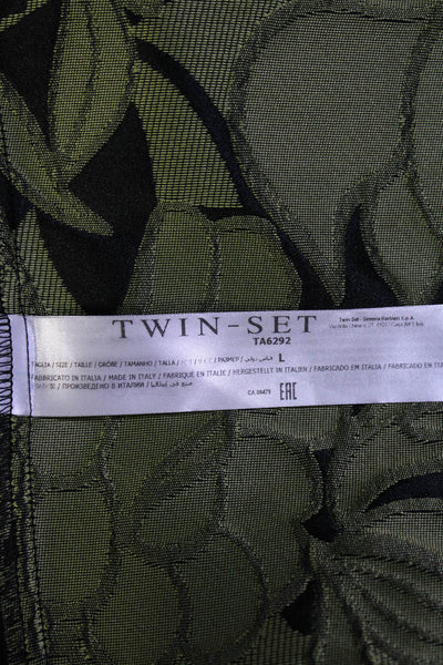 Twin Set Simona Barbieri Womens Full Zip Floral Beaded Jacket Black Size L