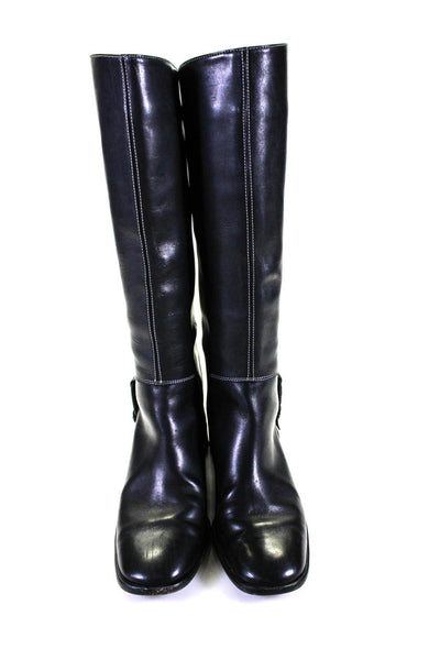 Salvatore Ferragamo Womens Leather Knee High Boots Black Size 6