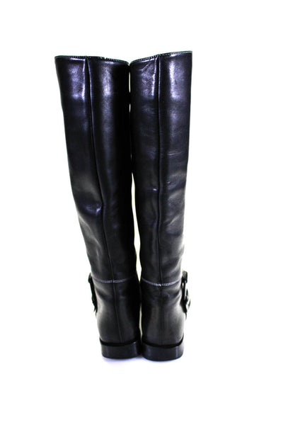 Salvatore Ferragamo Womens Leather Knee High Boots Black Size 6