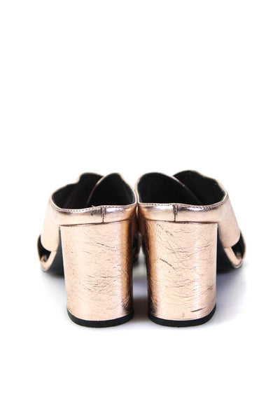 Kenneth Cole New York Womens Metallic Leather Open Toe Heels Bronze Size 7.5M