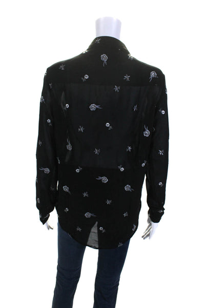 The Kooples Women's Long Sleeves Embellish Button Up Blouse Black Size XS