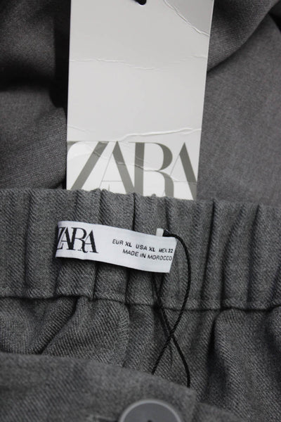 Zara Women's Paper Bag Waist Straight Leg Pant Heather Gray Size XL Lot 2