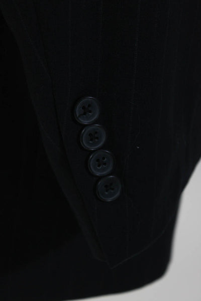 Christian Dior Mens Striped Two Button Blazer Jacket Navy Blue Size 42