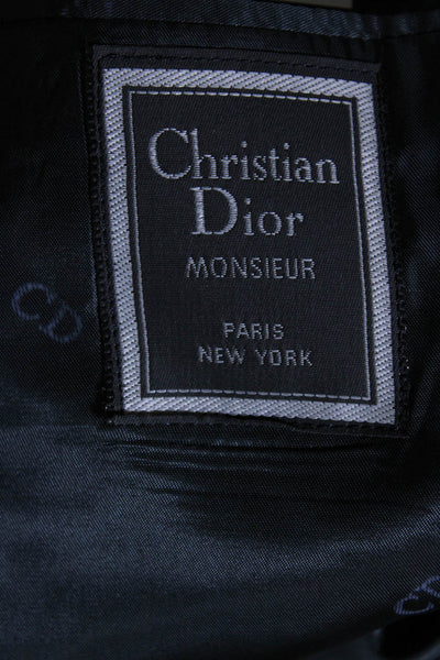 Christian Dior Mens Striped Two Button Blazer Jacket Navy Blue Size 42