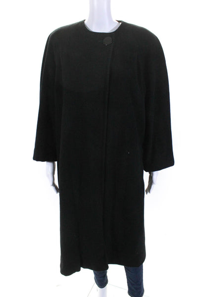 Regency Womens Cashmere Long Sleeves Button Down Crew Neck Coat Black Size 6