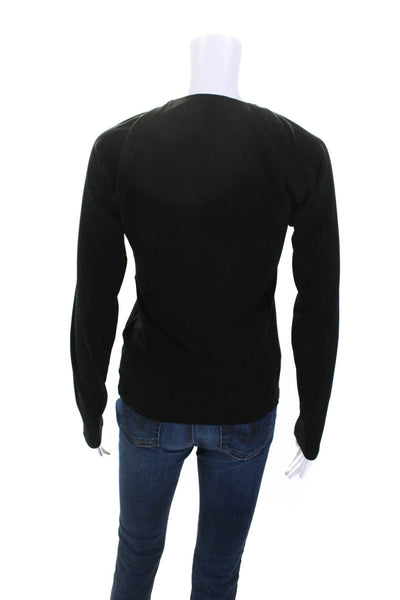 ALC Womens Black Cotton V-Neck Twist Front Long Sleeve Blouse Top Size L